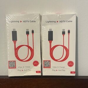 TWO NEW Lightning to HDTV Cable - Red